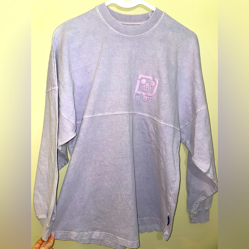 Pastel Purple Glitter Lettering Disney Spirit Jersey. Size XS
